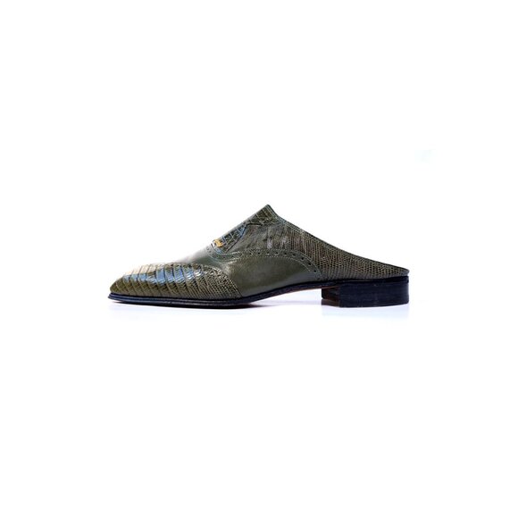 MAURI Shoes Mens Size 8 Exotic Forest Green Lizard Slip on Mule main image 6